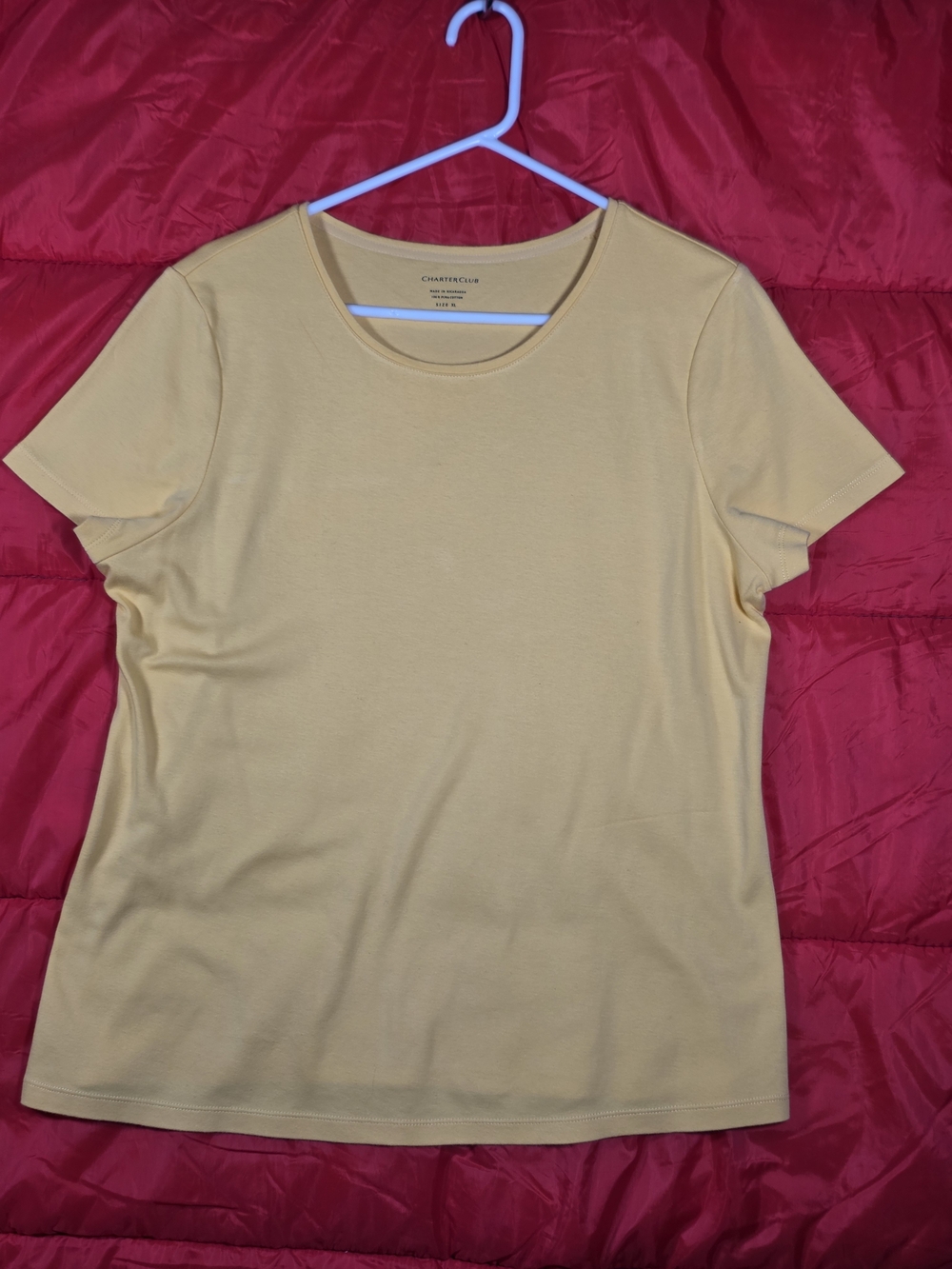 Charter Club Short Sleeve Crewneck Tee — Pale Yellow